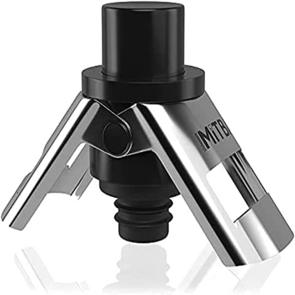 Champagne Stopper by  Bottle Sealer for Champagne Cava Prosecco and Sparkling Wine with a Built in Pressure Pump. Let the Cork Fly and Keep Your Fizz’S Bubbles! Stainless Steel + ABS, B&S Color