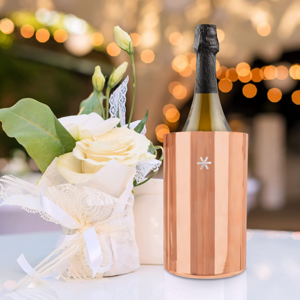 Wine Chiller Bucket - Double Wall Vacuum Insulated Wine Cooler, Wine Bottle Holder for Champagne and Wine Bottles, Keeps Wine Chill, Great Gift for Women, Premium Stainless Steel, Rose Gold - Image 5