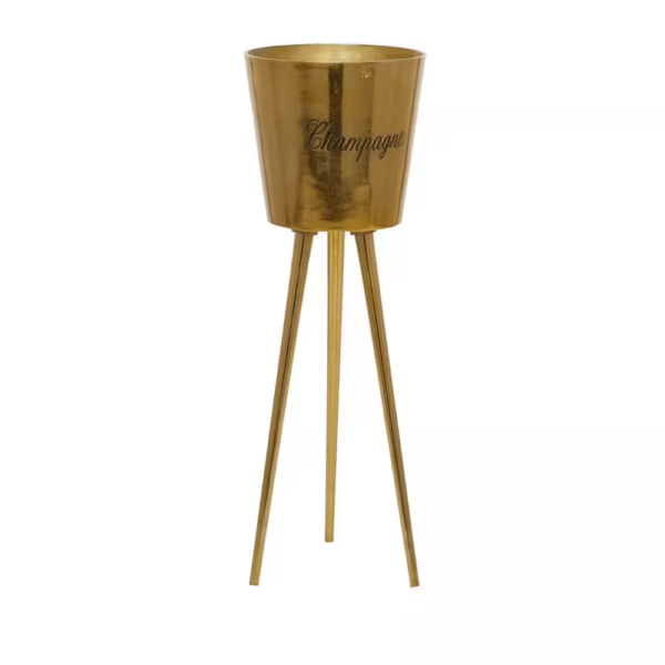 Gold Aluminum Tall Floor Champagne 3 Bottles Ice Bucket