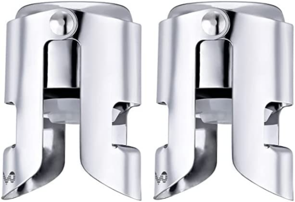 Champagne Stopper with Stainless Steel, Professional Bottle Sealer for Champagne, Cava, Prosecco & Sparkling Wine, Champagne Saver Plug, Compact Champagne Bottle Plug Set of 2