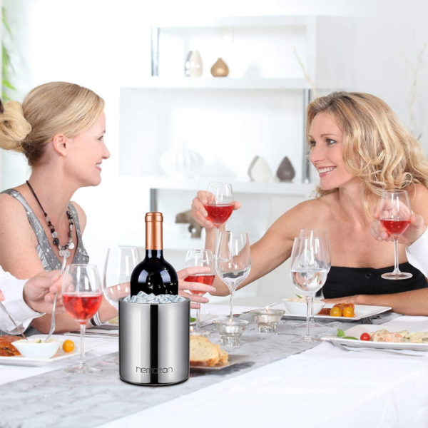 Wine Chiller Bucket, Stainless Steel Double Wall Wine Cooler, 1 Littre, Keep Wine Cold, Insulated Champagne Beer Ice Bucket, Wine Accessories for Party, Home, Club, Bar - Image 5