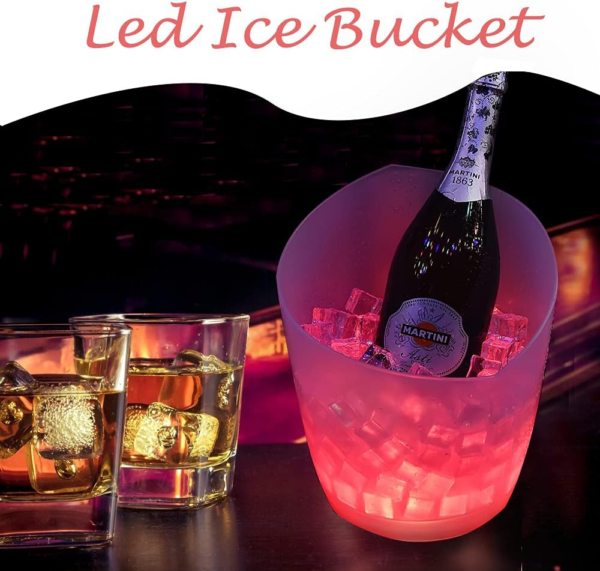 LED Ice Bucket,  Upgraded 5L Large Capacity Lighted Ice Bucket with Automatic 7 Colors Changing for Party/Home/Bar/ KTV Club, Waterproof Wine Ice Bucket Beer Drink Containers (Battery-Powered) - Image 6