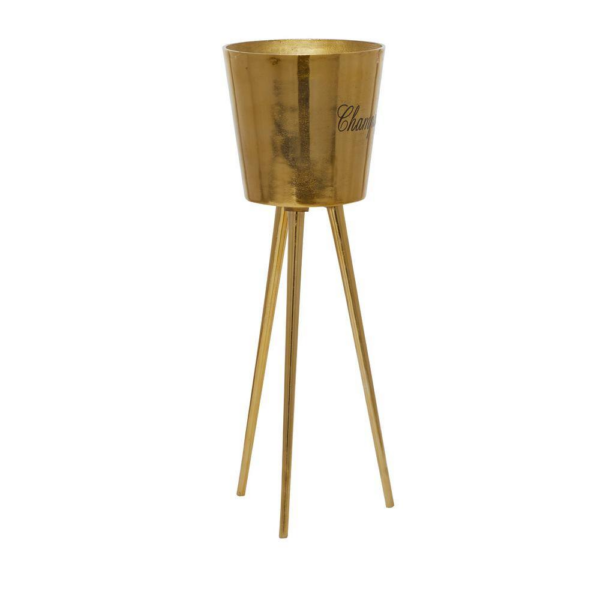 Gold Aluminum Tall Floor Champagne 3 Bottles Ice Bucket - Image 6