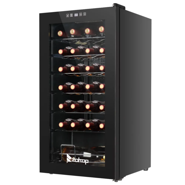 28 Bottle Compressor Wine Cooler and Refrigerator Freestanding Wine Chiller Fridge, Black