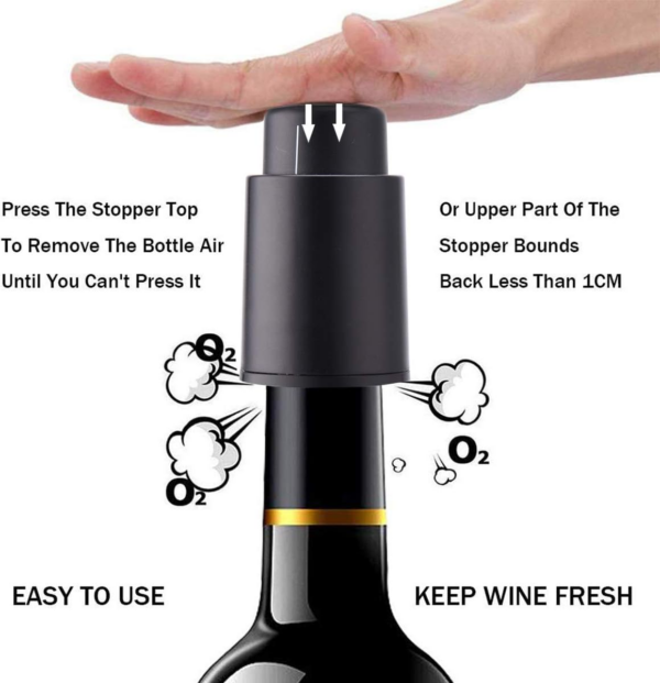1Pcs Wine Vacuum Pump Stoppers with Time Scale Record + 2Pcs Champagne Stoppers,Reusable Bottle Preserver Cork Keeps Wine Champagne Sparkling Wine Fresh Reusable Wine Champagne Preserver - Image 5