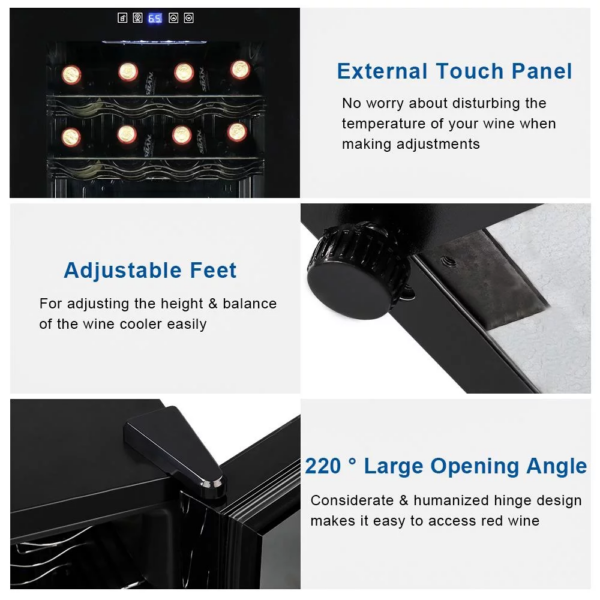 28 Bottle Compressor Wine Cooler and Refrigerator Freestanding Wine Chiller Fridge, Black - Image 5