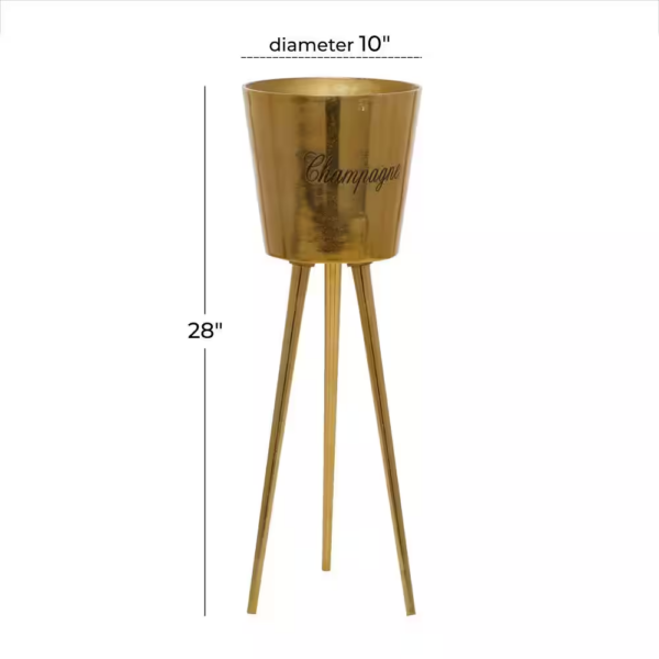 Gold Aluminum Tall Floor Champagne 3 Bottles Ice Bucket - Image 5