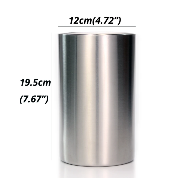 Wine Cooler- Ice Bucket Double Wall Stainless Steel - Multipurpose Use as Kitchen Utensil Holder and Flower Vase - Image 4