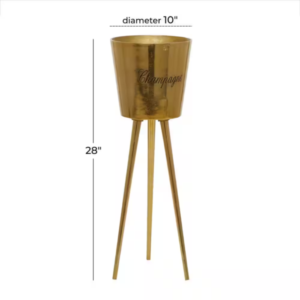 Gold Aluminum Tall Floor Champagne 3 Bottles Ice Bucket - Image 8