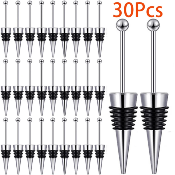 30Pcs Bottle Stopper DIY Beaded Wine Bottle Stopper Sealed Fresh-Keeping Wine Champagne Stopper - Image 2