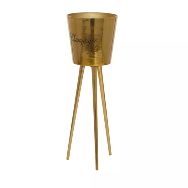 Gold Aluminum Tall Floor Champagne 3 Bottles Ice Bucket - Image 2