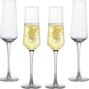 Champagne Flutes, Crystal Champagne Glasses, Champagne Glass-Set of 4, Hand Blown Lead-Free Crystal Sparkling Wine Glass Stemware Set Dishwasher Safe-8.5 Oz Ideal for Any Catered Events