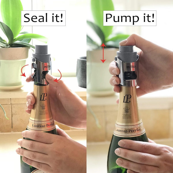 Champagne Stopper by  Bottle Sealer with a Built in Pressure Pump for Prosecco, Cava,And Sparkling Wine. Let the Cork Fly and Keep Your Fizz’S Bubbles. Stainless Steel, Accessories for Champagne - Image 4