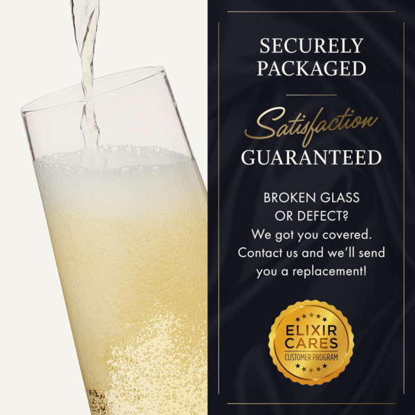 Classy Champagne Flutes - Hand Blown Crystal Champagne Glasses - Set of 4 Elegant Flutes - Gift for Wedding, Anniversary, Christmas - 8Oz, Clear - Image 8