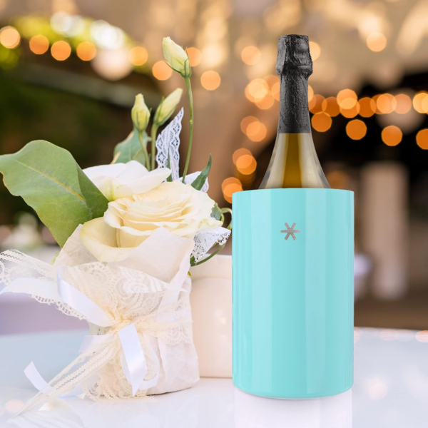 Wine Chiller Bucket - Double Wall Vacuum Insulated Wine Cooler, Wine Bottle Holder for Champagne and Wine Bottles, Keeps Wine Chill, Great Gift for Women, Premium Stainless Steel, Turquoise Blue - Image 6