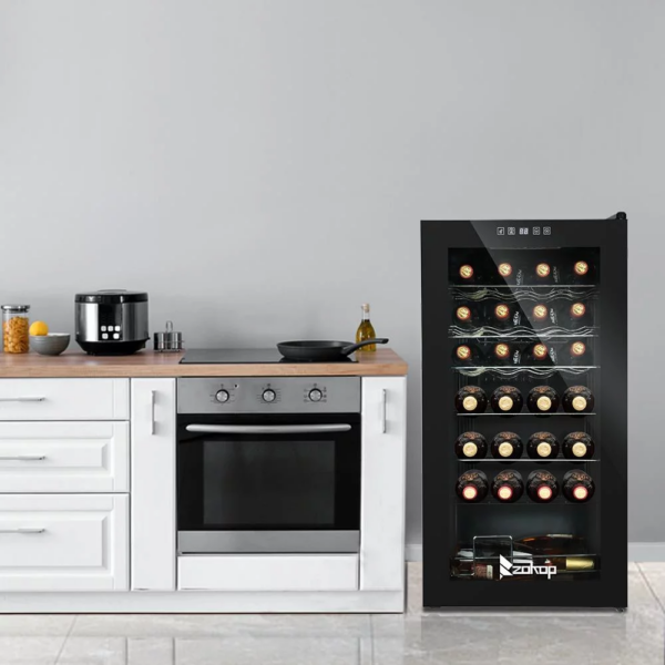28 Bottle Compressor Wine Cooler and Refrigerator Freestanding Wine Chiller Fridge, Black - Image 8