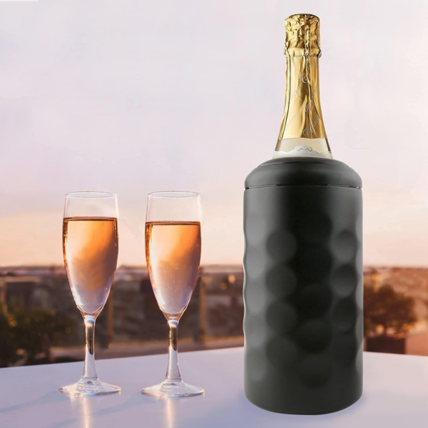 Wine Chiller, Premium Iceless Wine Cooler Keeps Wine Cold up to 6 Hours, Wine Bottle Insulator Fits Most 750Ml Champagne Bottles (Black) - Image 6