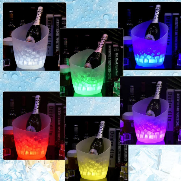 LED Ice Bucket,  Upgraded 5L Large Capacity Lighted Ice Bucket with Automatic 7 Colors Changing for Party/Home/Bar/ KTV Club, Waterproof Wine Ice Bucket Beer Drink Containers (Battery-Powered) - Image 2