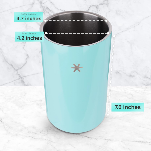 Wine Chiller Bucket - Double Wall Vacuum Insulated Wine Cooler, Wine Bottle Holder for Champagne and Wine Bottles, Keeps Wine Chill, Great Gift for Women, Premium Stainless Steel, Turquoise Blue - Image 4