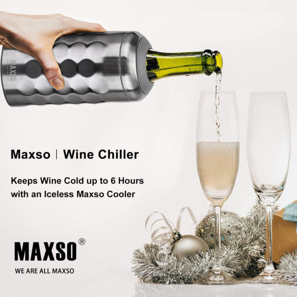 Wine Chiller Single Bottle Stainless Steel Iceless Cooler Insulated Wine Bottle Keep Wine Cold up to 6 Hours Fits Most Wine Bottles Gift for Wine Lovers Rapid and Portable - Image 2