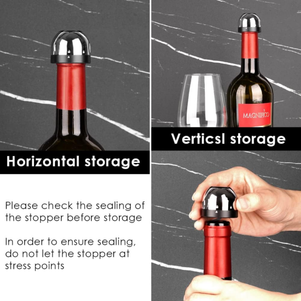 Wine Stopper- Champagne Preserver, Air Tight Sparkling Wine Saver, Bollinger Prosecco Cava Bottle Fizz Sealer, Reusable Vino Cap, Cork Replacement, Prolong Wine Fresh - Image 5