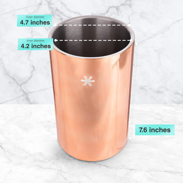 Wine Chiller Bucket - Double Wall Vacuum Insulated Wine Cooler, Wine Bottle Holder for Champagne and Wine Bottles, Keeps Wine Chill, Great Gift for Women, Premium Stainless Steel, Rose Gold - Image 4