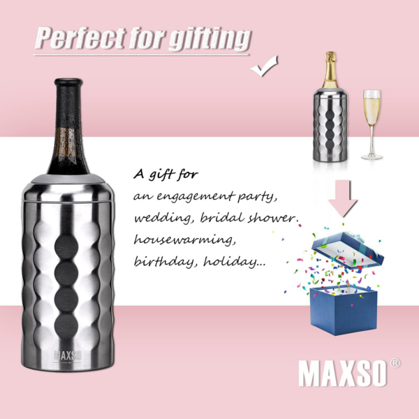 Wine Chiller Single Bottle Stainless Steel Iceless Cooler Insulated Wine Bottle Keep Wine Cold up to 6 Hours Fits Most Wine Bottles Gift for Wine Lovers Rapid and Portable - Image 5