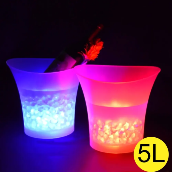 5L 6 Color LED Ice Bucket Waterproof Plastic Light up Champagne Beer Buckets for Bars Nightclubs Night Party - Image 2