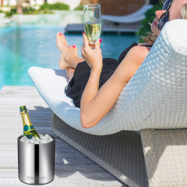 Wine Chiller Bucket, Stainless Steel Double Wall Wine Cooler, 1 Littre, Keep Wine Cold, Insulated Champagne Beer Ice Bucket, Wine Accessories for Party, Home, Club, Bar - Image 8