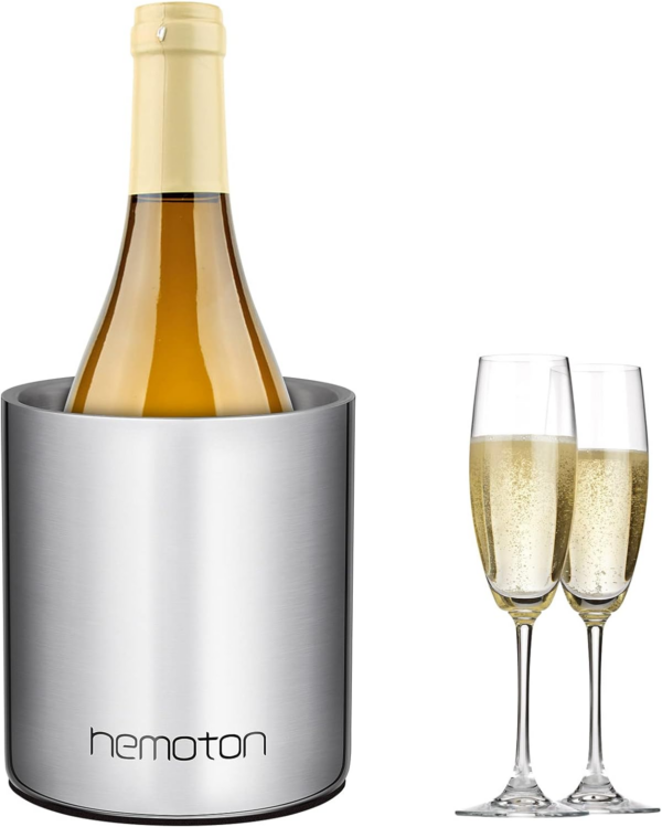 Wine Chiller Bucket, Stainless Steel Double Wall Wine Cooler, 1 Littre, Keep Wine Cold, Insulated Champagne Beer Ice Bucket, Wine Accessories for Party, Home, Club, Bar