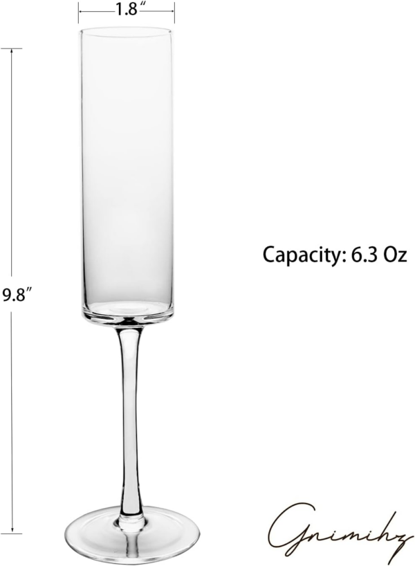 Edge Champagne Flutes - Crystal Champagne Glasses Set of 4, Lead-Free Premium Crystal, Gift for Wedding, Anniversary, Christmas, 6.3Oz, 9.8" Tall, Clear - Image 5