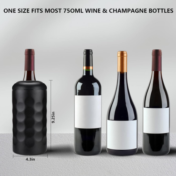 Wine Chiller, Premium Iceless Wine Cooler Keeps Wine Cold up to 6 Hours, Wine Bottle Insulator Fits Most 750Ml Champagne Bottles (Black) - Image 5