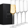 Classy Champagne Flutes - Hand Blown Crystal Champagne Glasses - Set of 4 Elegant Flutes - Gift for Wedding, Anniversary, Christmas - 8Oz, Clear