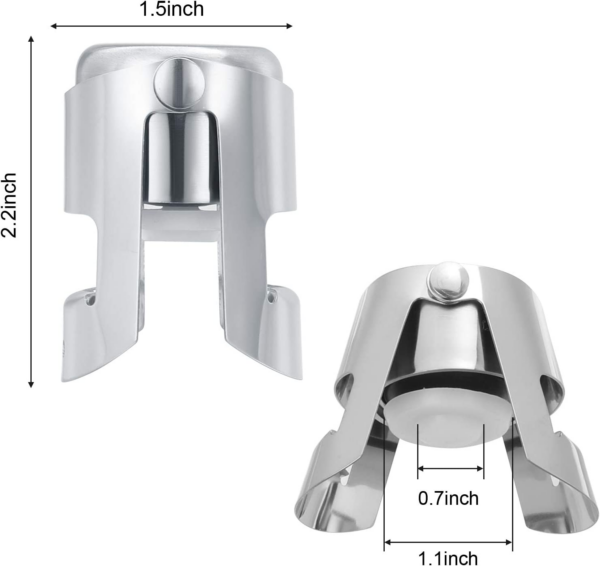 Champagne Stopper with Stainless Steel, Professional Bottle Sealer for Champagne, Cava, Prosecco & Sparkling Wine, Champagne Saver Plug, Compact Champagne Bottle Plug Set of 2 - Image 6
