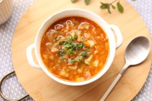 Bowl of lentil soup for vegan lentil recipes